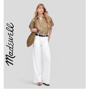 Madewell Superwide leg jeans Airy Denim Tile White - High Rise - relaxed. US 28